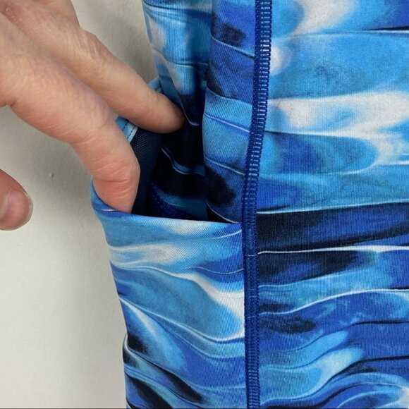 Lululemon Speed Up Crop Tidal Blue Print Run Tights Size 6 Luxtreme Running Pant - Picture 6 of 12